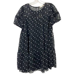 Altar'd State NEW Black & White Polka Dot Short Sleeve A-Line Dress Size Medium